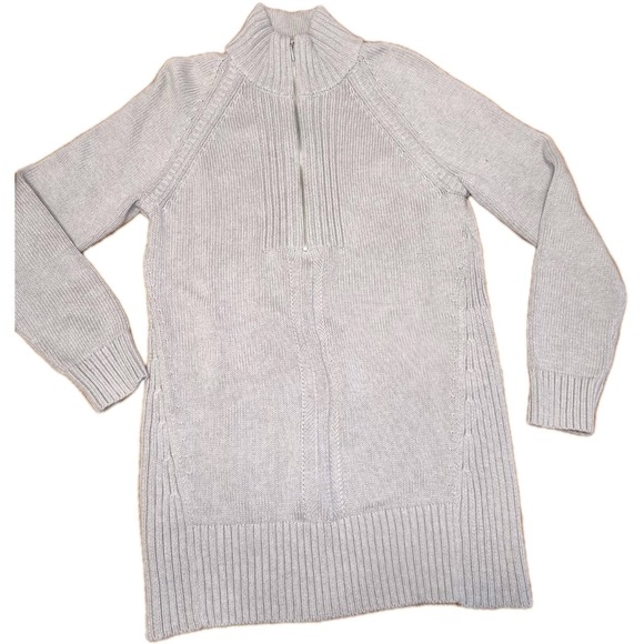 Carlisle Sweaters - Carlise Cotton Cashmere Quarter Zip Cable Knit Tunic Sweater Small